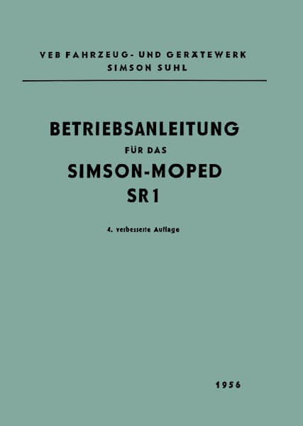 Simson-Moped SR 1 Betriebsanleitung