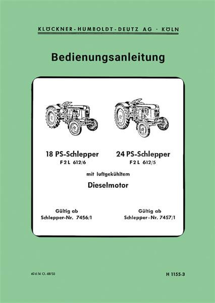 Deutz F2L 612/6 und F2L 612/5 Bedienungsanleitung