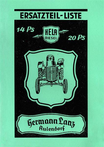 Hela (Hermann Lanz) 14PS und 20PS Schlepper Ersatzteilliste