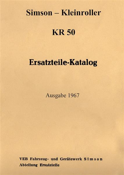 Simson Kleinroller KR 50, Ersatzteilkatalog