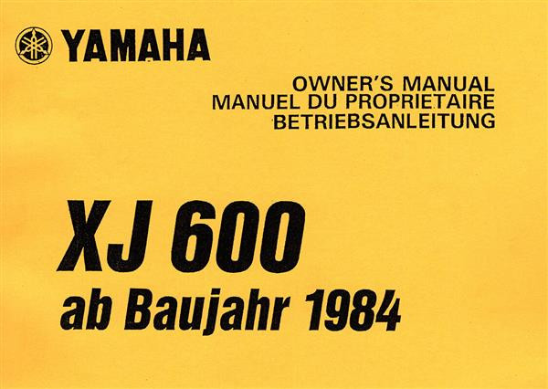 Yamaha XJ600 Bedienungsanleitung