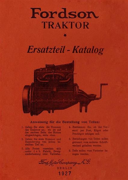 Fordson Traktor 1917-1927 Ersatzteilkatalog