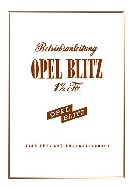 Opel Blitz 1,5 t, Betriebsanleitung