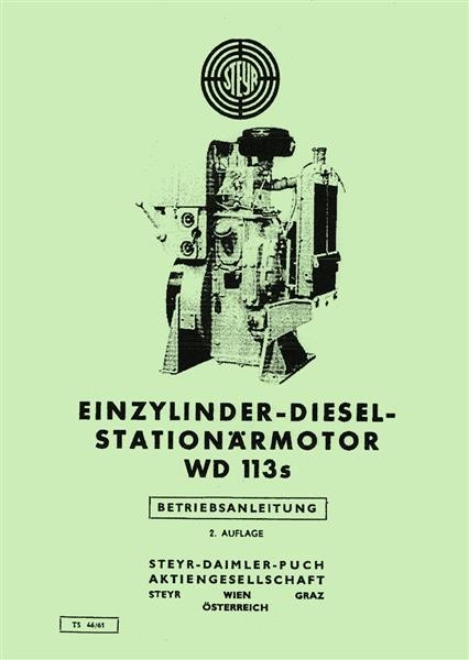 Steyr WD113s Stationärmotor Betriebsanleitung