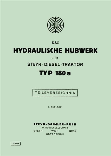 Steyr 180a Hydraulisches Hubwerk Ersatzteilkatalog