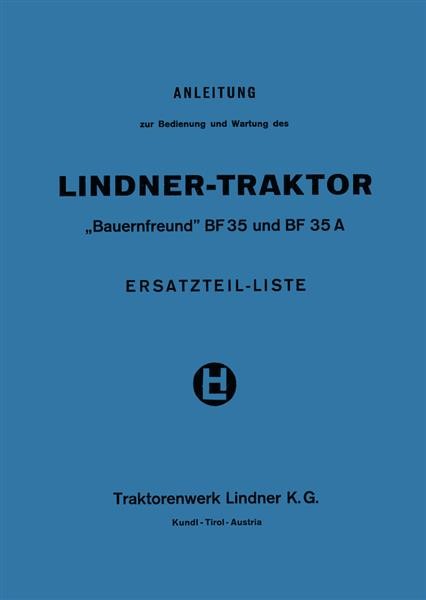 Lindner BF 35 und BF 35A Betriebsanleitung und Ersatzteilkatalog