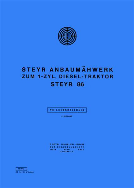 Steyr 86 Anbaumähwerk Ersatzteilkatalog