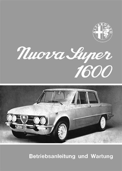 Alfa Romeo Nuova Giulia Super 1600 Betriebsanleitung
