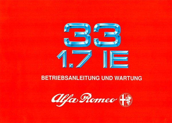 Alfa Romeo 33 1.7 IE, Betriebsanleitung
