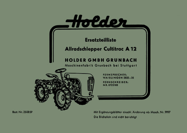 Holder A 12 Cultitrac Allradschlepper Ersatzteilkatalog