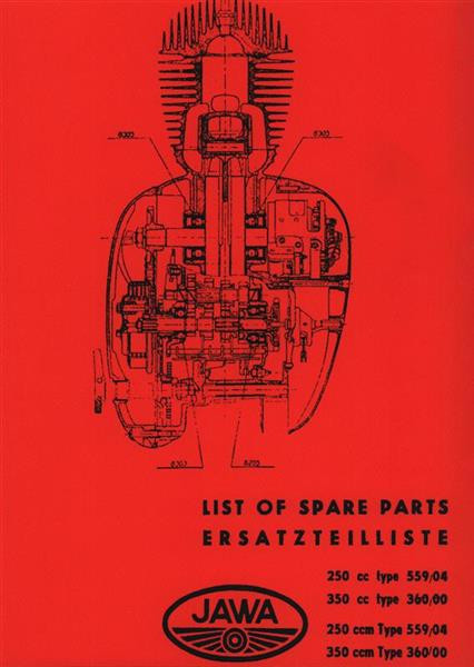 Jawa Motorrad 250 und 350 ccm, Typen 559/04 u. 360/00 Ersatzteilkatalog
