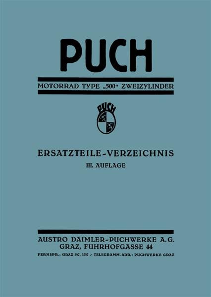 Puch Motorrad Type 500 Zweizylinder Ersatzteilkatalog