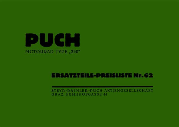 Puch Motorrad Type 250 Ersatzteilkatalog