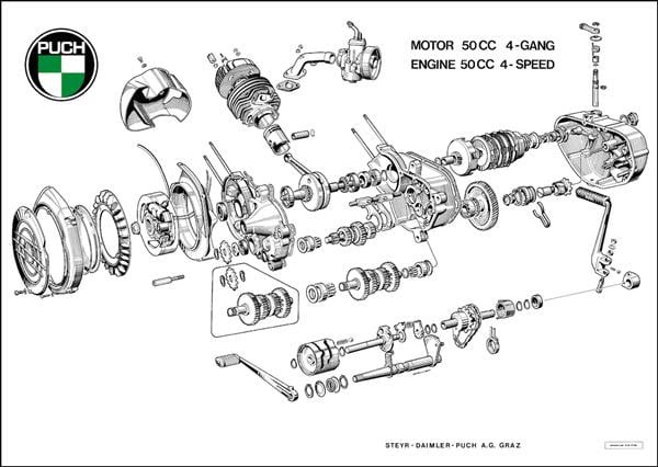Puch 4-Gang-Motor gebläsegekühl Original Poster