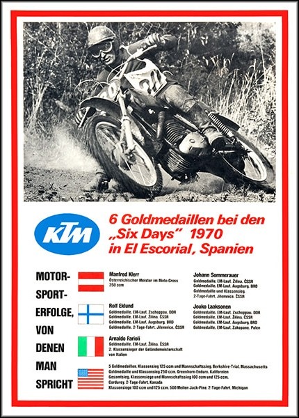 KTM Motorfahrzeugbau Six Days 1970 Poster