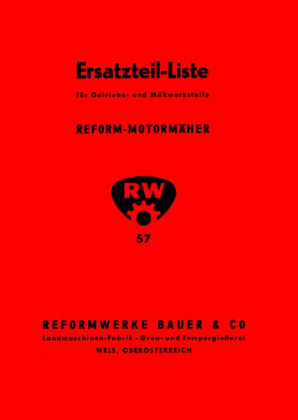 Reform Motormäher 1951-1957 Ersatzteilliste