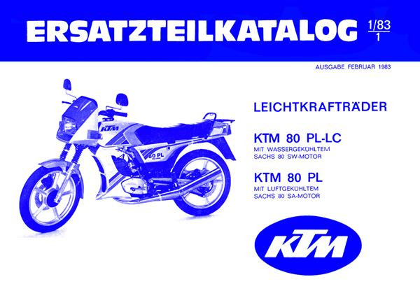 KTM Motorfahrzeugbau 80 PL-LC, luft- oder wassergekühlt, Ersatzteilkatalog