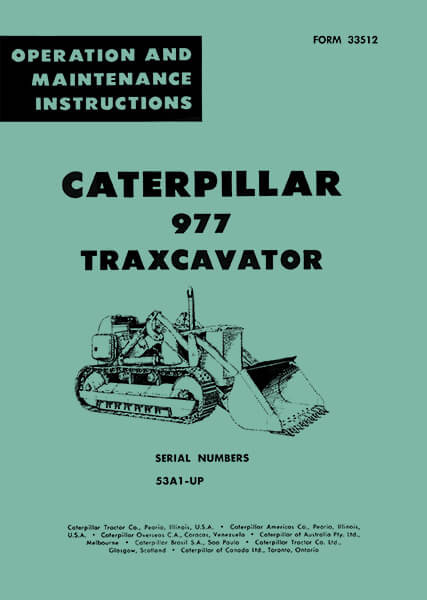 Caterpillar 977 Traxcavator Operation Instructions