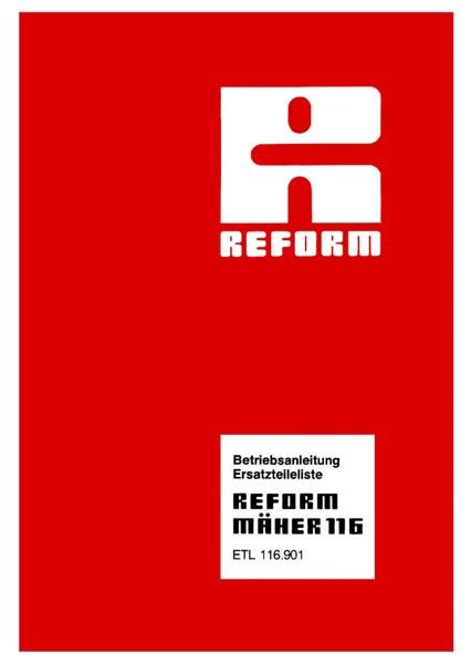 Reform RM 116 Bedienungsanleitung und Ersatzteilliste