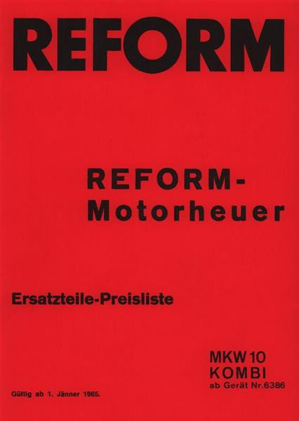 Reform MKW 10 Kombi Ersatzteilliste