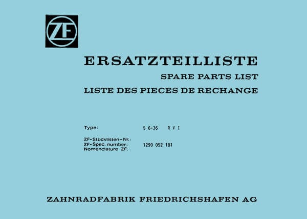 ZF S6-36 RVI Ersatzteilliste