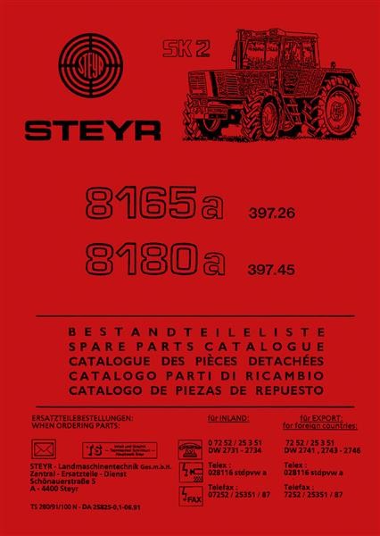 Steyr 8165a und 8180a Traktor Ersatzteilkatalog
