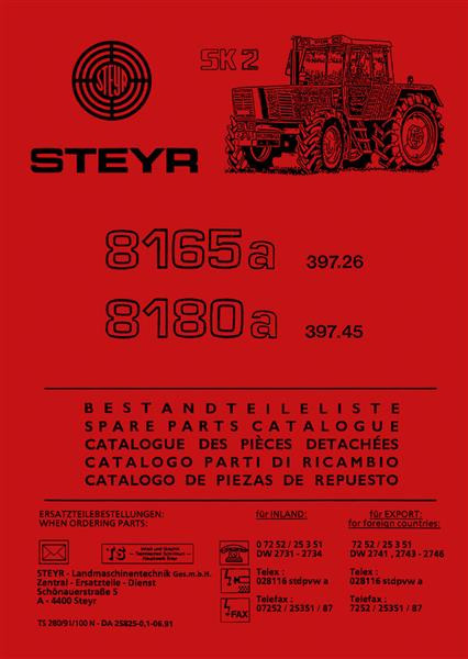 Steyr 8165a und 8180a Traktor Ersatzteilkatalog