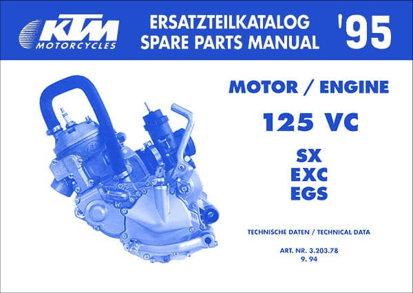 KTM Motorfahrzeugbau 125 VC, SX, ECX, EGS, Ersatzteilkatalog, technische Daten