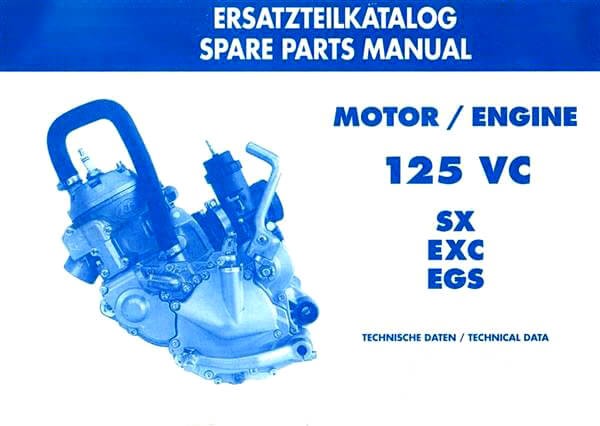 KTM Motorfahrzeugbau 125 VC, SX, ECX, EGS, Ersatzteilkatalog, technische Daten