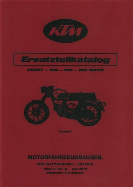 KTM Motorfahrzeugbau Comet 500, 502, 504 Super mit Puch-Motor, Ersatzteilkatalog