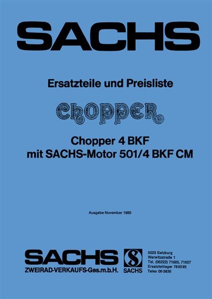 Sachs Chopper 4 BKF mit Sachs-Motor 501/4 BKF CM, Ersatzteilkatalog