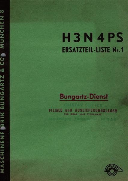 Bungartz Hackfräse H3N, 4 PS Ersatzteilkatalog