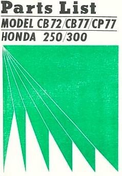 Honda CB72 CB77 CP77 250/300ccm Parts List