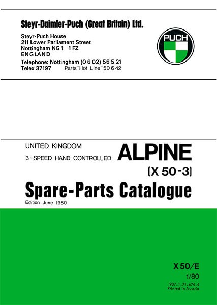 Puch Moped Alpine X 50-3, Spare-Parts-Catalogue
