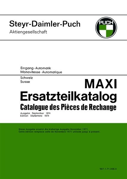Puch Maxi, 1-Gang-Automatik, Ausführung für die Schweiz, Ersatzteilkatalog
