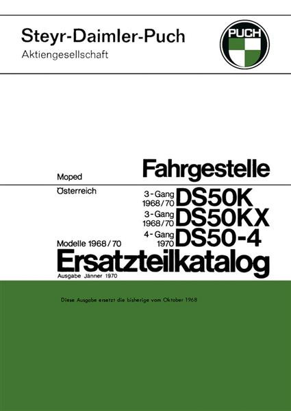 Puch DS 50 K, KX und DS 50-4, Fahrgestelle, Ersatzteilkatalog