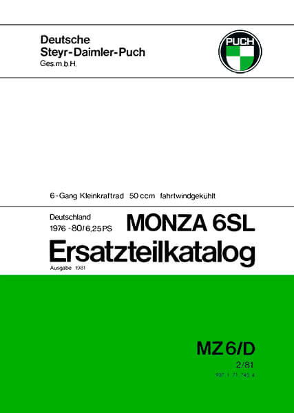 Puch Monza 6 SL (Deutschland) Ersatzteilkatalog