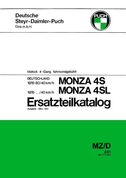 Puch Monza 4 S, 4 SL (Deutschland) Ersatzteilkatalog