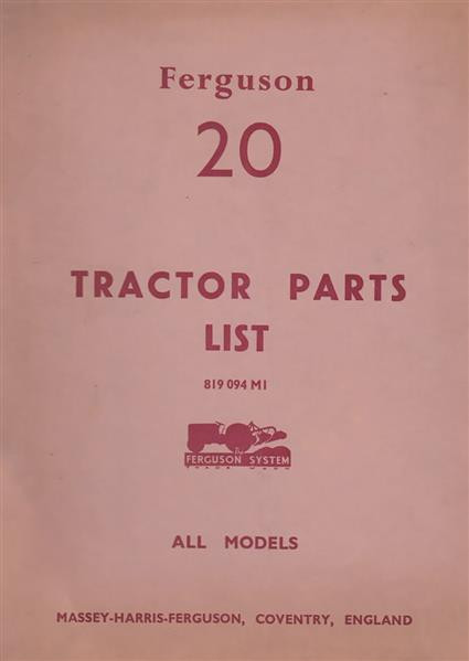 Massey Ferguson Typ 20 Parts List