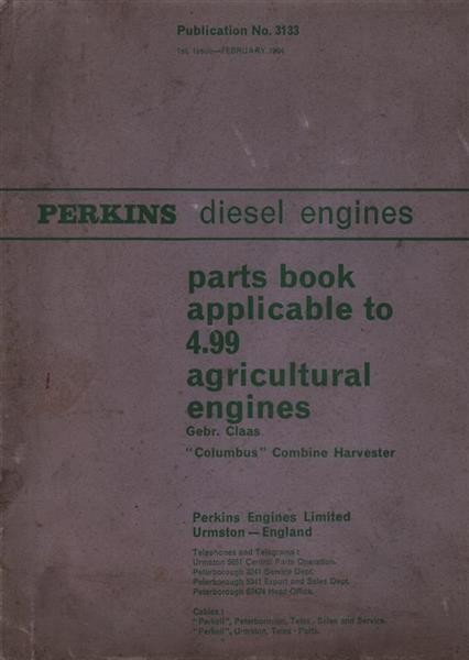 Perkins 4.99 4-Zylinder Diesel-Motor, Ersatzteilkatalog