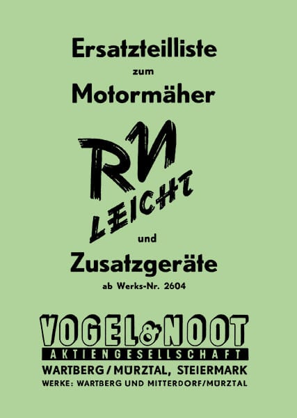 Vogel & Noot Motormäher RN leicht und Zusatzgeräte, Ersatzteilkatalog