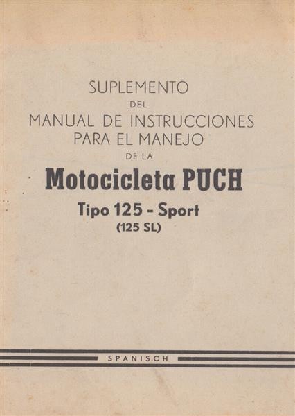 Puch Motocicleta Tipo 125 - Sport (125 SL) Suplemento del Manual