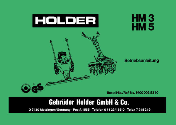 Holder HM3 und HM5 Betriebsanleitung