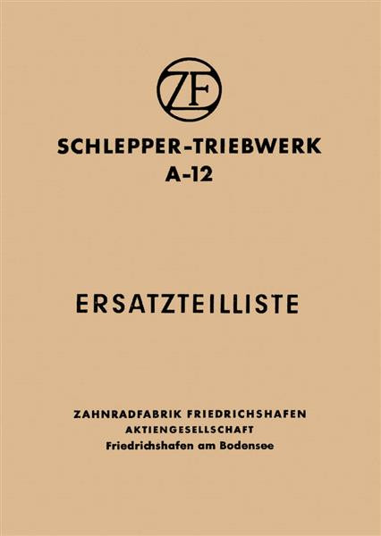 ZF A 12 mit Anhang ZF A-12 P Ersatzteilkatalog