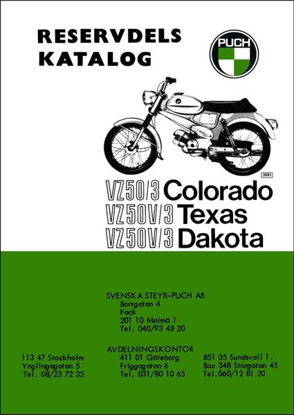 Puch VZ50V/3 Dakota, VZ50/3 Colorado, VZ50V Texas Reservdels Katalog