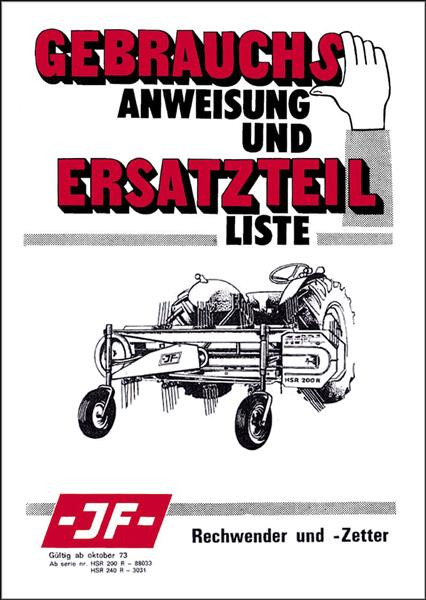 JF Rechwender und -Zetter Betriebsanleitung und Ersatzteilkatalog