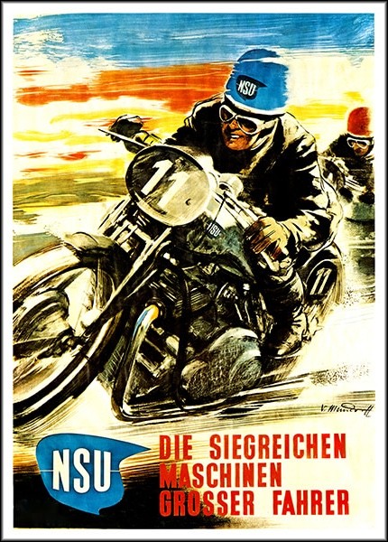 NSU Motorrad Rennen Poster