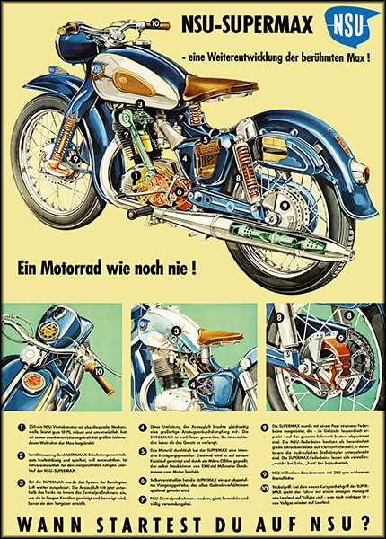 NSU Supermax Motorrad Poster