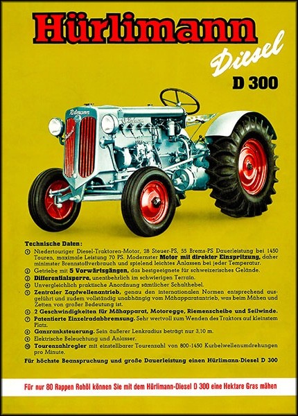 Hürlimann D300 Traktor Poster