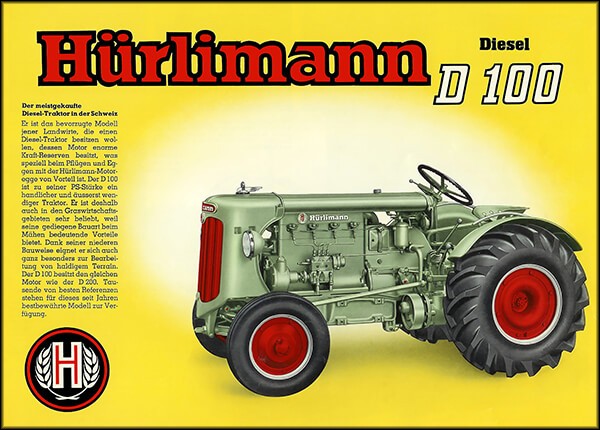 Hürlimann D100 Traktor Poster